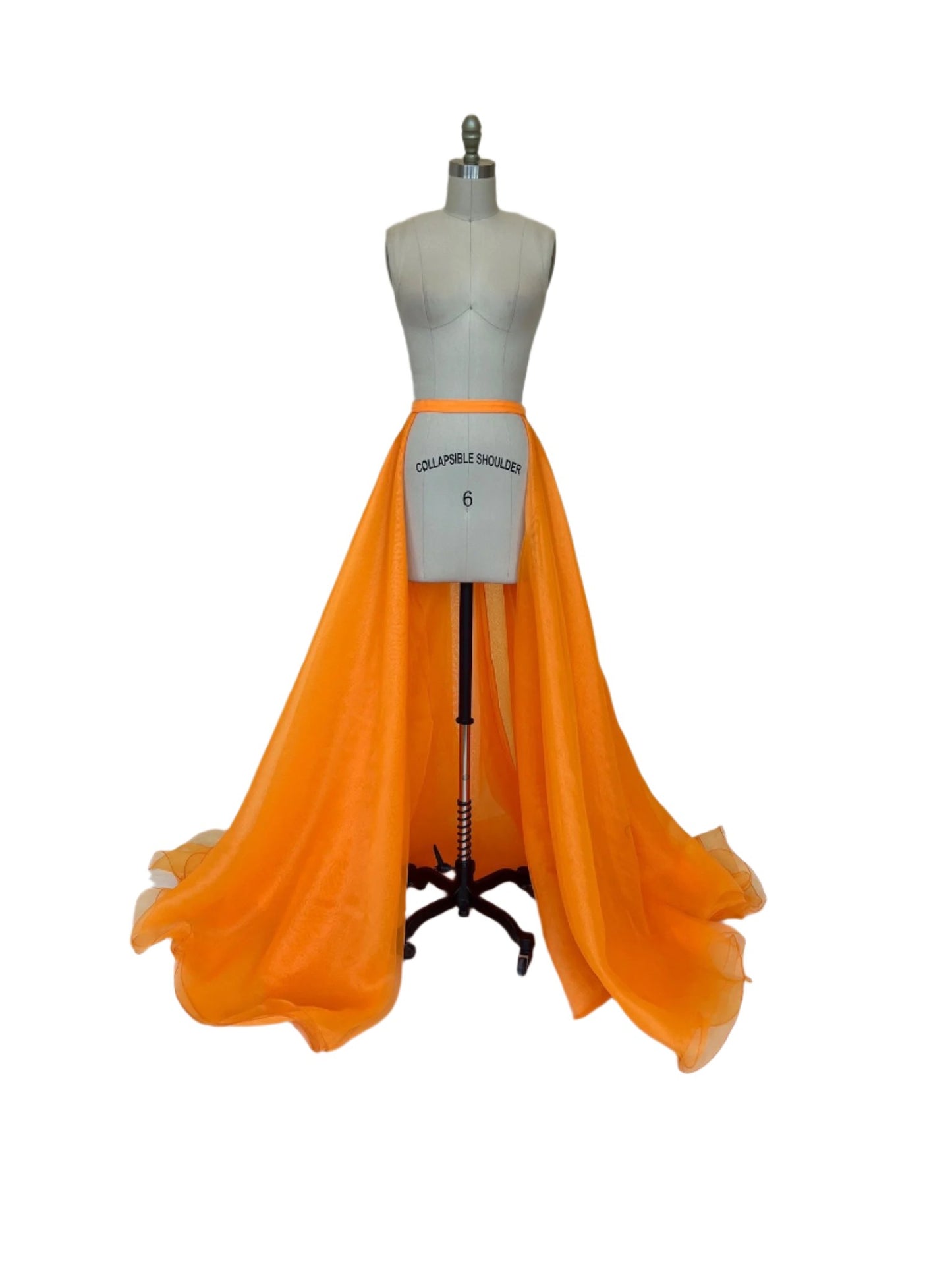 Ashley Lauren 1740 Size 2, 6, 16 Orange Long Organza Overskirt Wire Hem Pageant Prom Layers