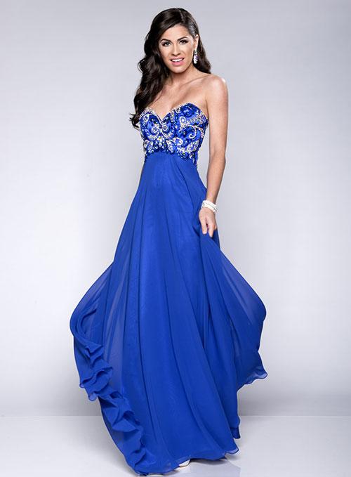 Envious Couture 15037 Royal Sizes 00, 2, 10 Prom Dress Pageant Gown  Strapless prom dress with sweetheart neckline evening gown with an embellished top high waistline and flowy long skirt with corset in back. 