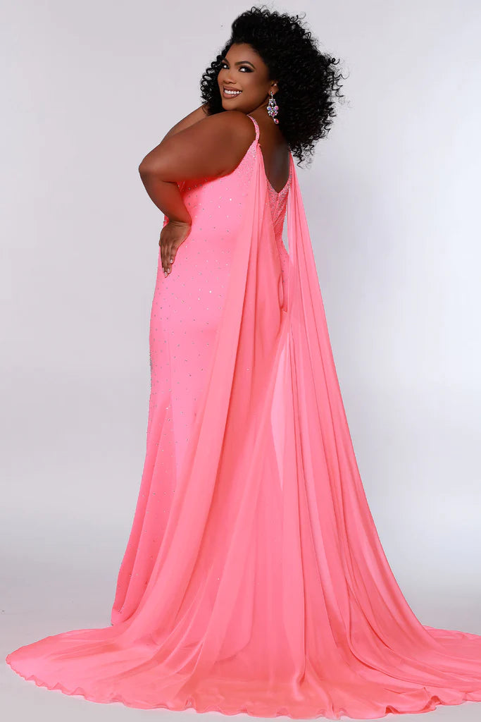 Sydney's Closet Johnathan Kayne JK1204 Chiffon Pageant Formal Cape Accessory Detachable Colors: Aqua, Black, Coral, Green, Light Blue, Neon, Pink, Purple, Red, Royal, White, Yellow One size fits all Long chiffon cape Clear snaps included