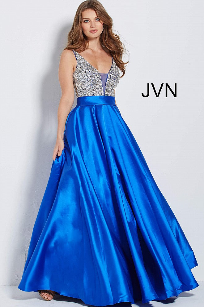 Jovani JVN 55754 Size 6 Royal Beaded A Line Ballgown Prom Dress V Neck