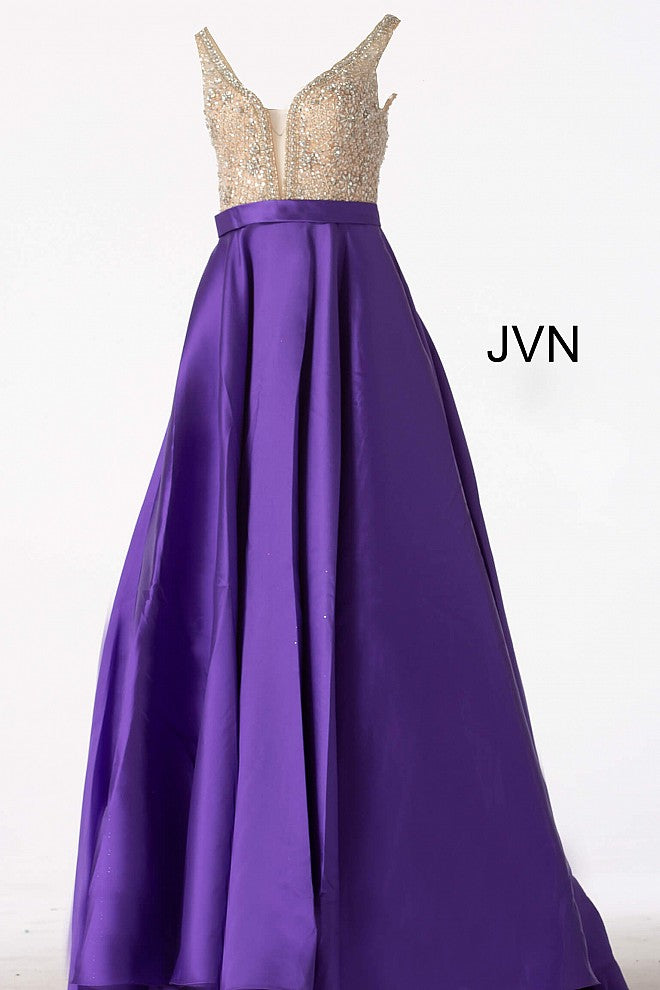 Jovani JVN60696 Size 0, 2, 8 Royal Ballgown A line prom dress Plunging Neckline