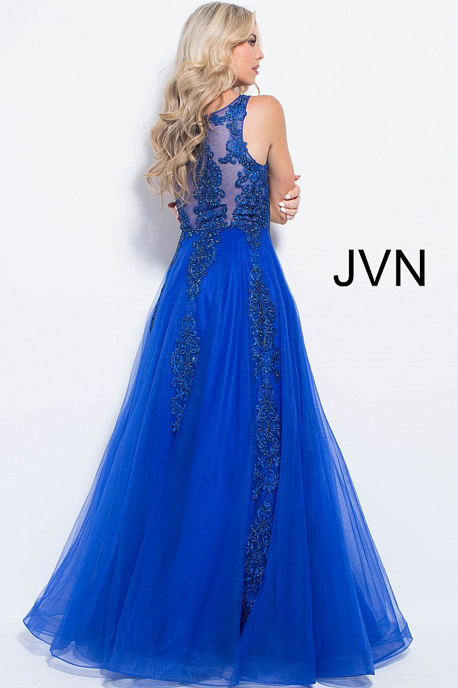 Jovani 59046 High Neck Ballgown Prom Dress Tulle Lace Formal Gown