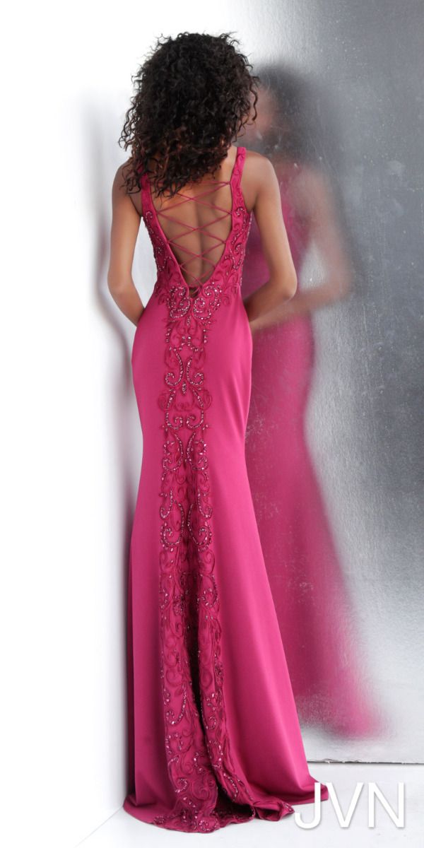 Jovani JVN64122 Size 4 Raspberry Prom Dress Pageant Gown formal evening