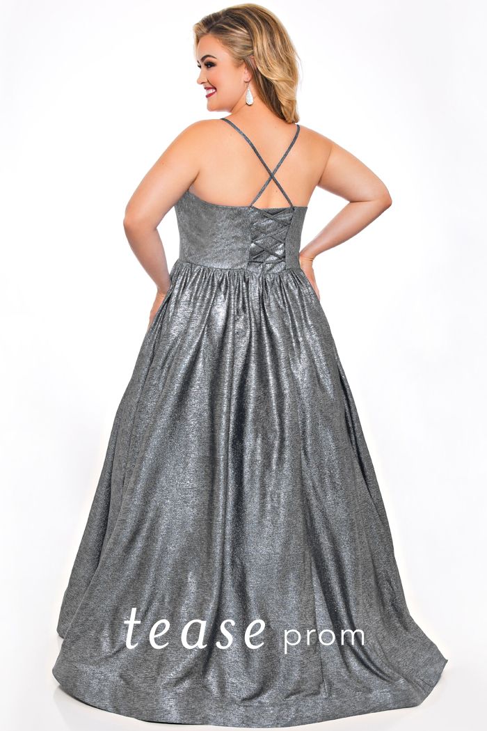 Tease Prom TE2030 scoop neckline a line shimmer prom dress plus sized ball gown. 