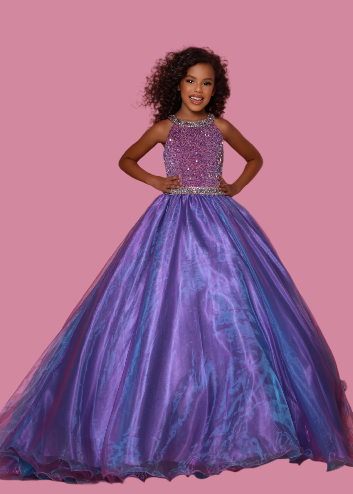 Sugar Kayne c321 sequin stretch velvet with beaded collar and waist band accent Sugar Kayne C321 Velvet Sequin High neck Girls Pageant Dress Shimmer Ballgown Formal  Available Sizes: 2-16  Available Colors: Aqua. Orchid